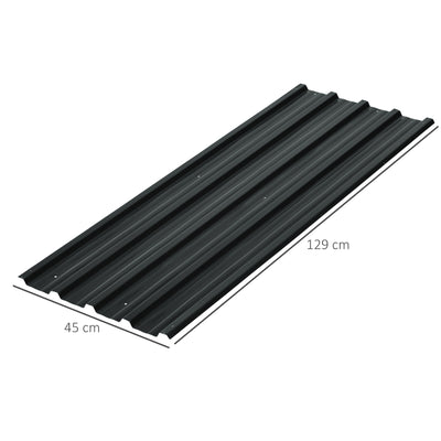 Set of 12 Corrugated Steel Roof Panels for Sheds and Garages Durable Design Dark Grey AOSOM