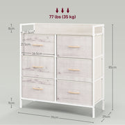 Rustic Wooden Chest with Six Fabric Drawers for Bedroom or Living Room Storage