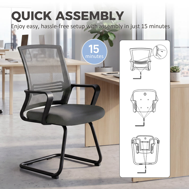 Mesh Desk Chair with Ergonomic Backrest for Comfortable Home Working Dark Grey