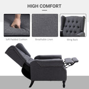 Wingback Recliner Armchair With Footrest and Button Tufted Back for Living Room Dark Grey