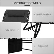 Set of 2 Black Sun Loungers with 5 Position Reclining Backs for Garden Comfort by Outsunny