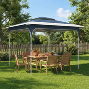 Pop Up Garden Gazebo with Double Roof for Easy Shade and Sun Protection Blue Outsunny