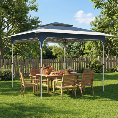 Pop Up Garden Gazebo with Double Roof for Easy Shade and Sun Protection Blue Outsunny