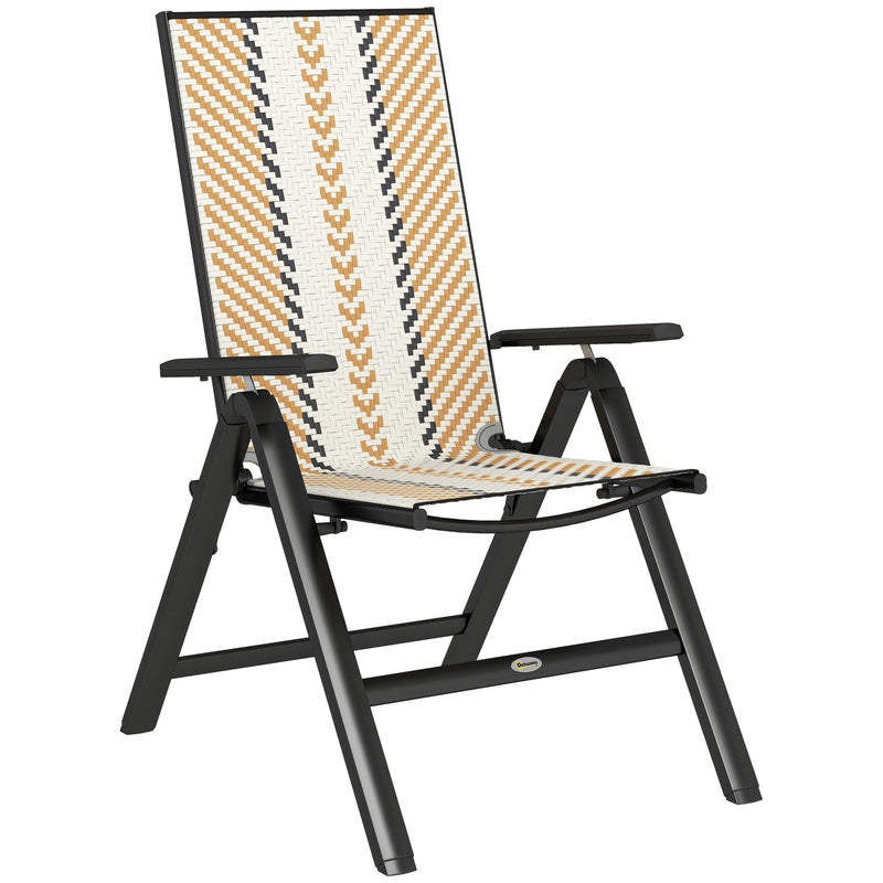 Orange Rattan Reclining Garden Chairs with Adjustable Backrest and Cushions by Outsunny