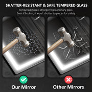 Silver LED Bathroom Mirror with Bluetooth Anti-Fog Function and Clock 60 x 80 cm