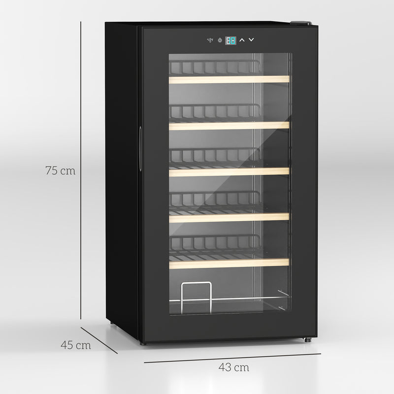 24 Bottle Wine Fridge with Digital Controls and Glass Door for Home Bar Use Black