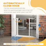Adjustable Extra Wide Metal Dog Safety Gate for Doorways and Stairs, White
