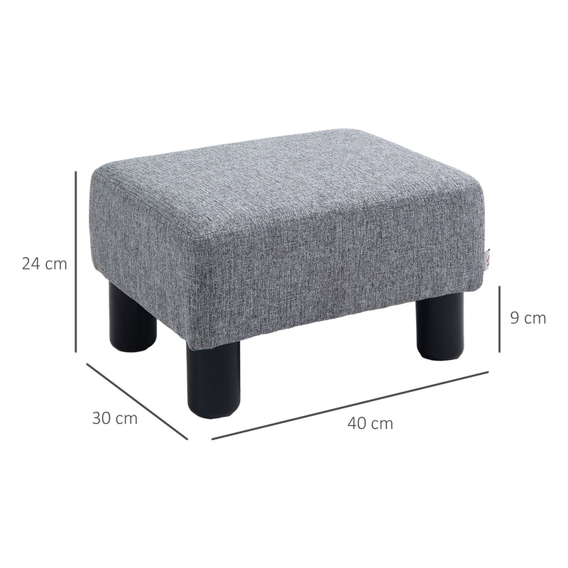 Linen Fabric Footstool Ottoman Cube with Sturdy Legs Ideal for Living Rooms, Grey