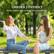 2 Seater Wooden Garden Bench With Slatted Backrest For Outdoor Relaxing, Grey AOSOM