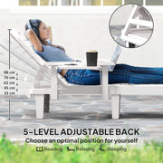 Set of 2 White Reclining Sun Loungers with Foldable Table for Garden and Beach by Outsunny