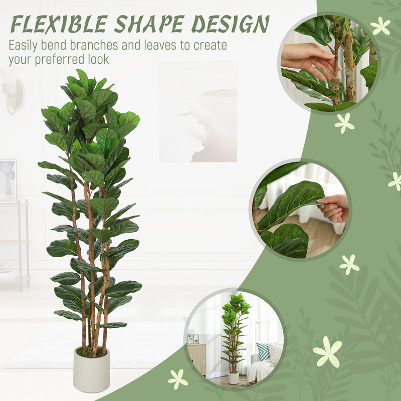 180cm Artificial Fiddle Leaf Fig Tree Decorative Indoor Plant for Home or Office Green
