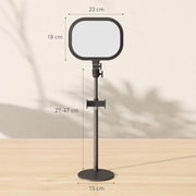 Black Dimmable Selfie Desk Lamp With Phone Holder For Video Calls And Home Office AOSOM