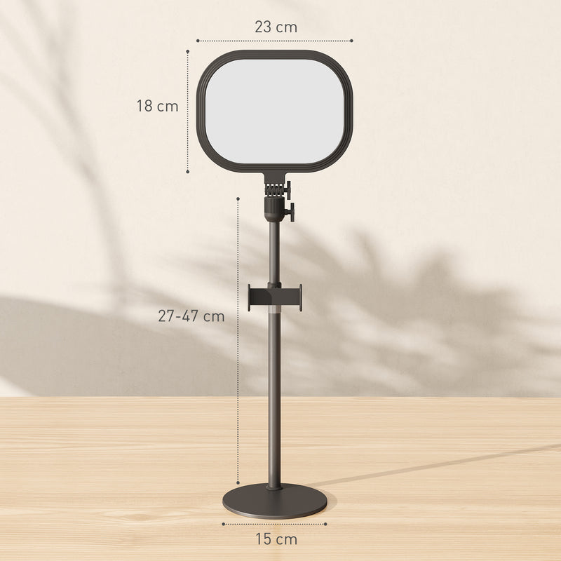 Black Dimmable Selfie Desk Lamp With Phone Holder For Video Calls And Home Office AOSOM