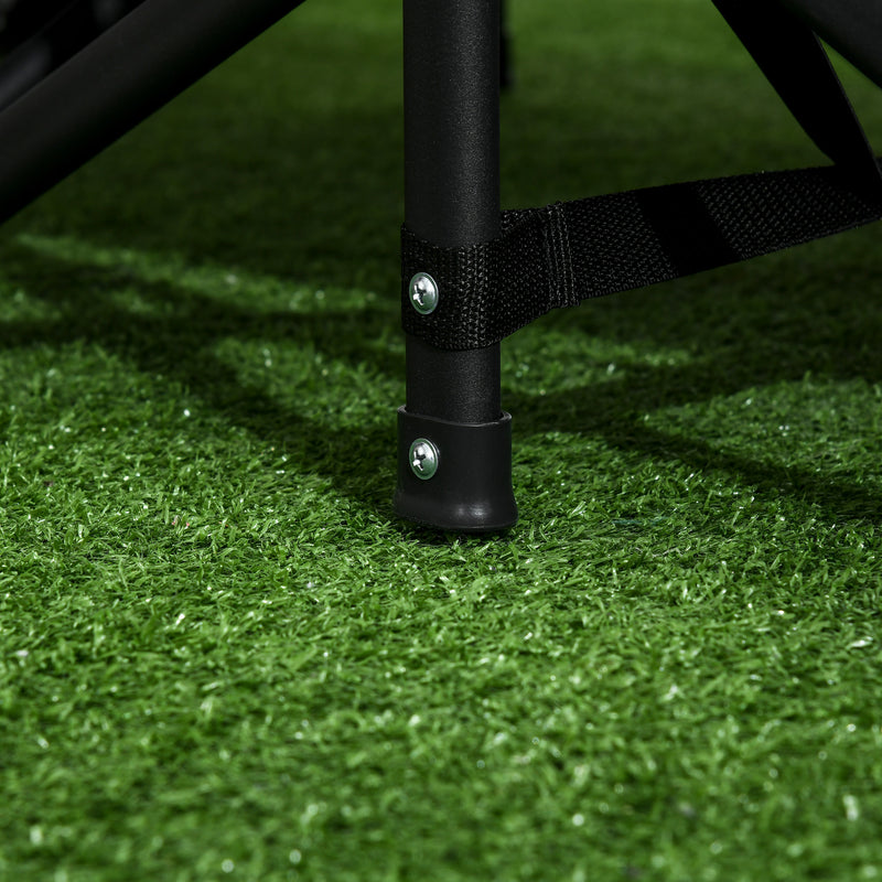 Black Foldable Padded Camp Bed With Cup Holder And Carry Bag For Garden Or Camping