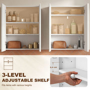 Bathroom Wall Mounted Mirror Cabinet with Adjustable Shelf for Extra Storage White AOSOM