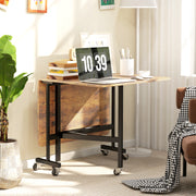 6 Seater Drop Leaf Dining Table with Wheels by HOMCOM