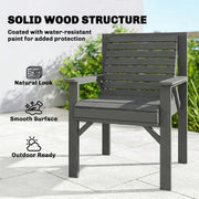 Garden Chair for Relaxing Outdoors with Curved Seat and Water Resistant Fir Wood Grey Outsunny