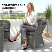 Light Grey 6 Seater Rattan Dining Set With Cushions and Glass Table by Outsunny