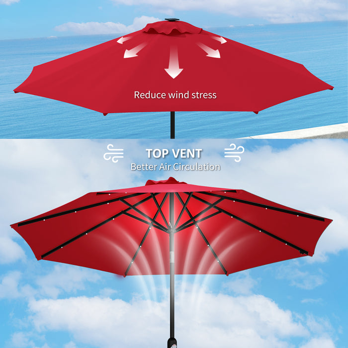 Red 3m Replacement Parasol Canopy with UPF 50 Plus and Top Vent Fits 8 Rib Frames by Outsunny