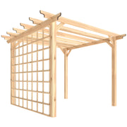3x3m Wooden Garden Pergola with Trellis for Natural Shade and Privacy Nature Wood Finish Outsunny