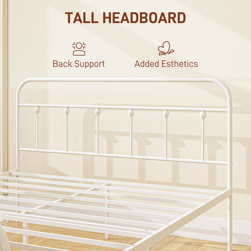 Double Metal Bed Frame with Minimalist Design for Modern Bedrooms White