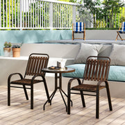 3 Piece Patio Bistro Set with Stackable Chairs and Glass Table for Garden and Balcony by Outsunny