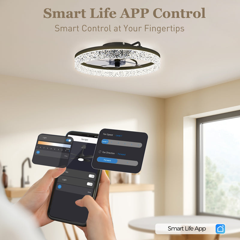 Ceiling Fan with Light and Smart Controls for Year Round Comfort Black AOSOM