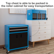 Portable Metal Tool Chest with 6 Drawers and Wheels for Garage and Workshop Use Blue