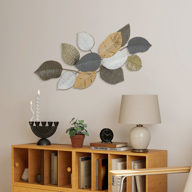 Metal Wall Art Ready to Hang for Instant Living Room or Hallway Update Gold and Silver
