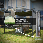 Grey 3 x 4m Metal Pergola with Retractable Canopy and UPF30+ Roller Shade by Outsunny