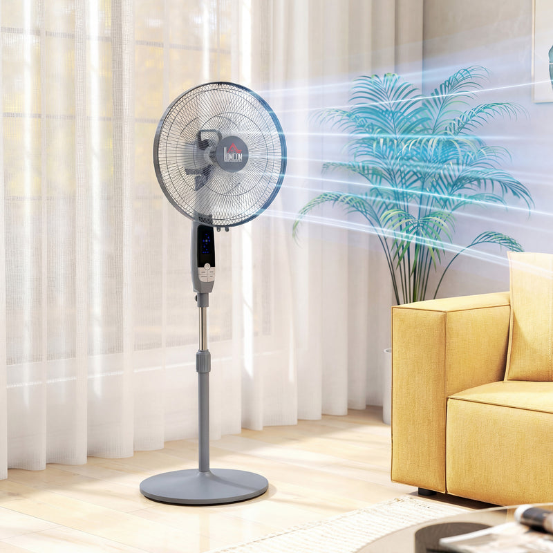 Pedestal Fan with Remote Control and Adjustable Height for Home or Office Grey AOSOM