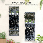 Wall Mounted Fir Wood Plant Stands Set of 2 With Trellis and Shelves for Outdoors