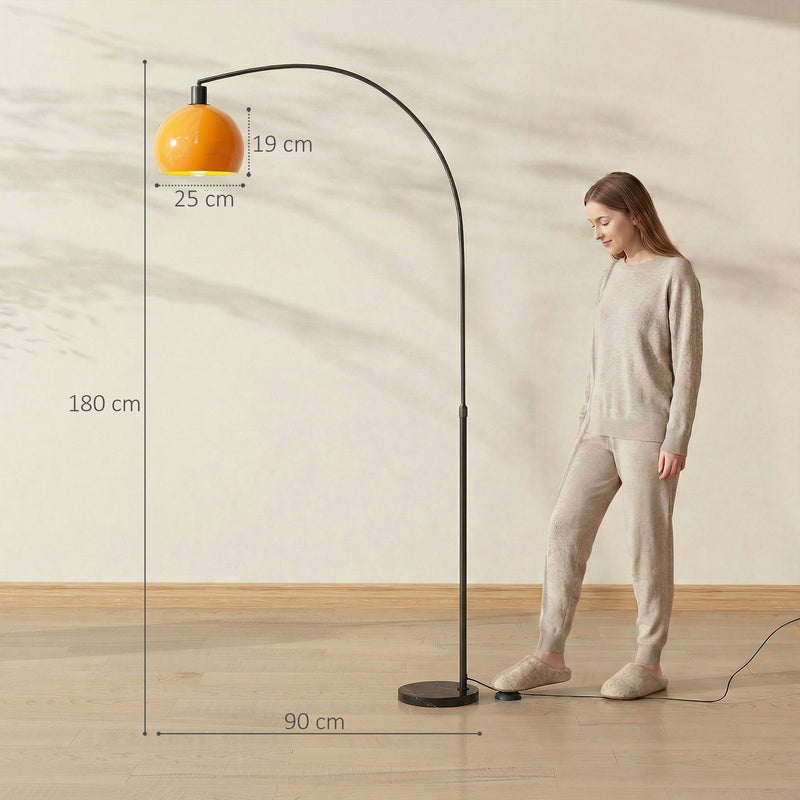 Floor Lamp with Curved Head for Cosy Living Room Lighting Black Orange Homcom