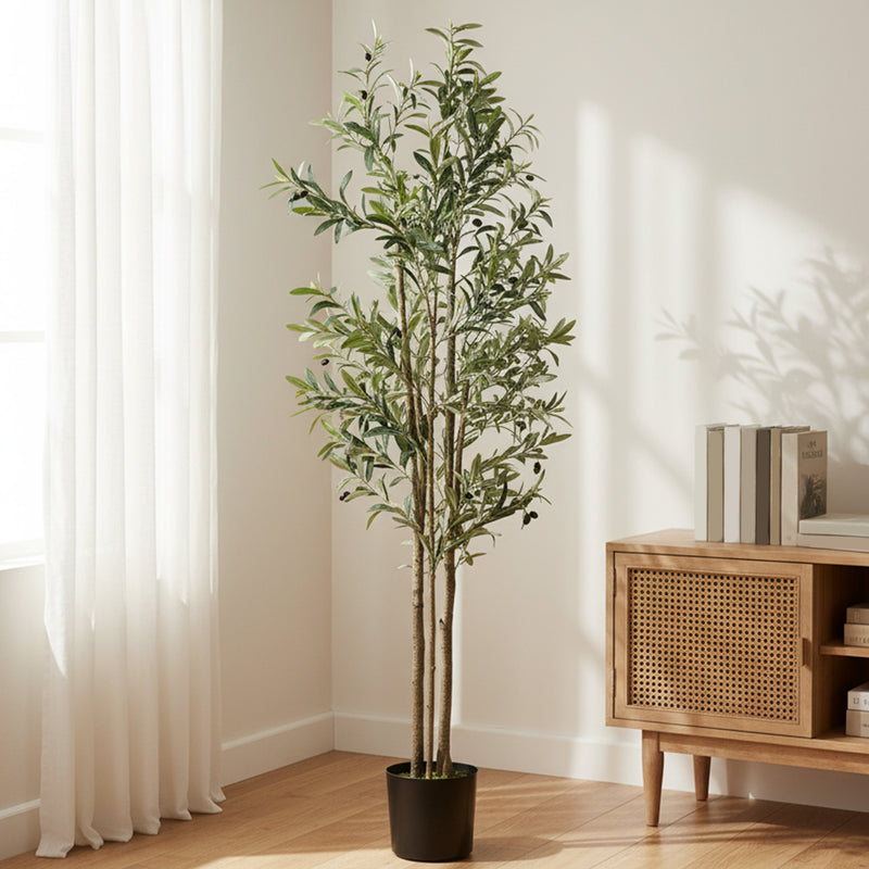 Artificial Olive Tree for Living Room with Stable Base and Zero Maintenance Green Black