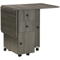 Drop Leaf Dining Table With Storage For 6 People Space Saving Design Grey