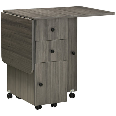 Drop Leaf Dining Table With Storage For 6 People Space Saving Design Grey