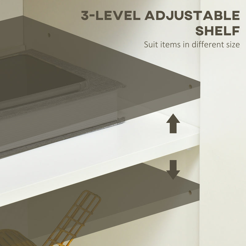 Slim Sideboard Storage Cabinet with Adjustable Shelves and Hairpin Legs for Hallway White