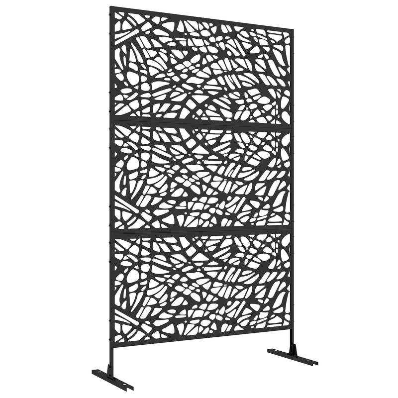 Black Metal Garden Privacy Screen With Twisted Line Design For Outdoor Spaces