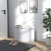 White Shoe Storage Bench with Padded Seat and Six Compartments by HOMCOM