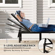 Grey 5 Level Adjustable Reclining Mesh Sun Lounger with Steel Frame for Garden and Beach by Outsunny