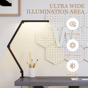 LED Desk Lamp with Clamp and Swing Arm for Office or Study Adjustable Brightness Black AOSOM