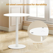 Round Dining Table with Steel Base Ideal for Kitchen or Living Room Use White AOSOM