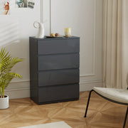 Modern 4 Drawer Chest of Drawers With High Gloss Finish For Bedroom Storage Grey AOSOM
