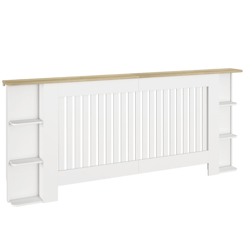 White Extra Large Radiator Cover with Storage Shelves for Living Room or Hallway, 191 x 19 x 83cm