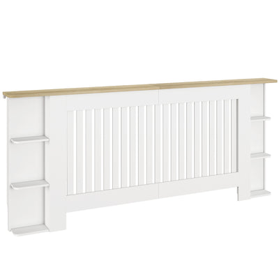 White Extra Large Radiator Cover with Storage Shelves for Living Room or Hallway, 191 x 19 x 83cm Homcom