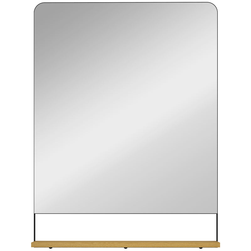 Wall Mounted Mirror with Storage Shelf Ideal for Hallway or Bathroom Use Black AOSOM