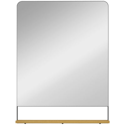 Wall Mounted Mirror with Storage Shelf Ideal for Hallway or Bathroom Use Black AOSOM