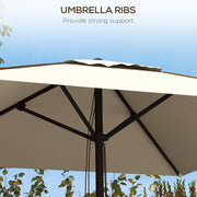 Beige Square Garden Parasol with Contrast Piping 215cm for Patio or Outdoor Shade