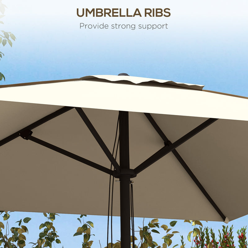 Beige Square Garden Parasol with Contrast Piping 215cm for Patio or Outdoor Shade