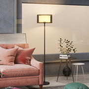 Modern Black Floor Lamp with Double Layer Shade and Foot Switch for Living Room